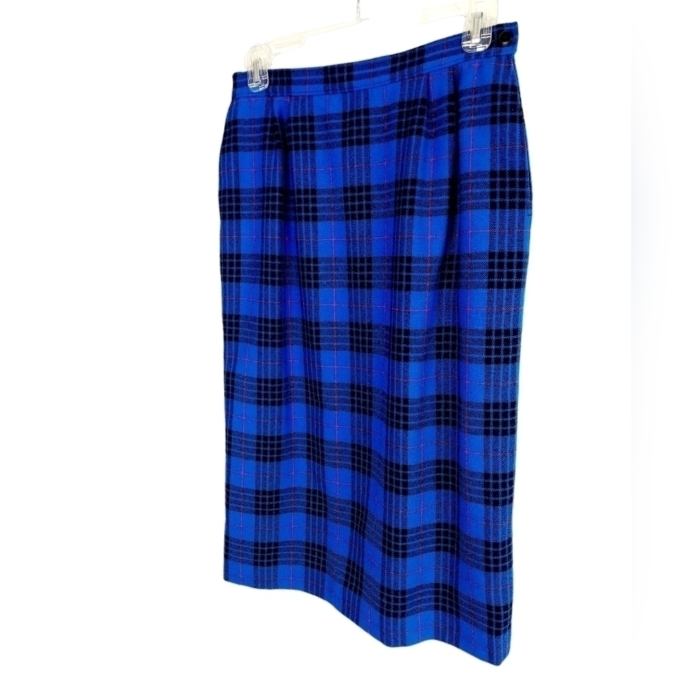 Pendleton Morgan Tartan Plaid Long Wool Skirt Size 6 Vintage Blue Black Red EUC - Picture 10 of 16